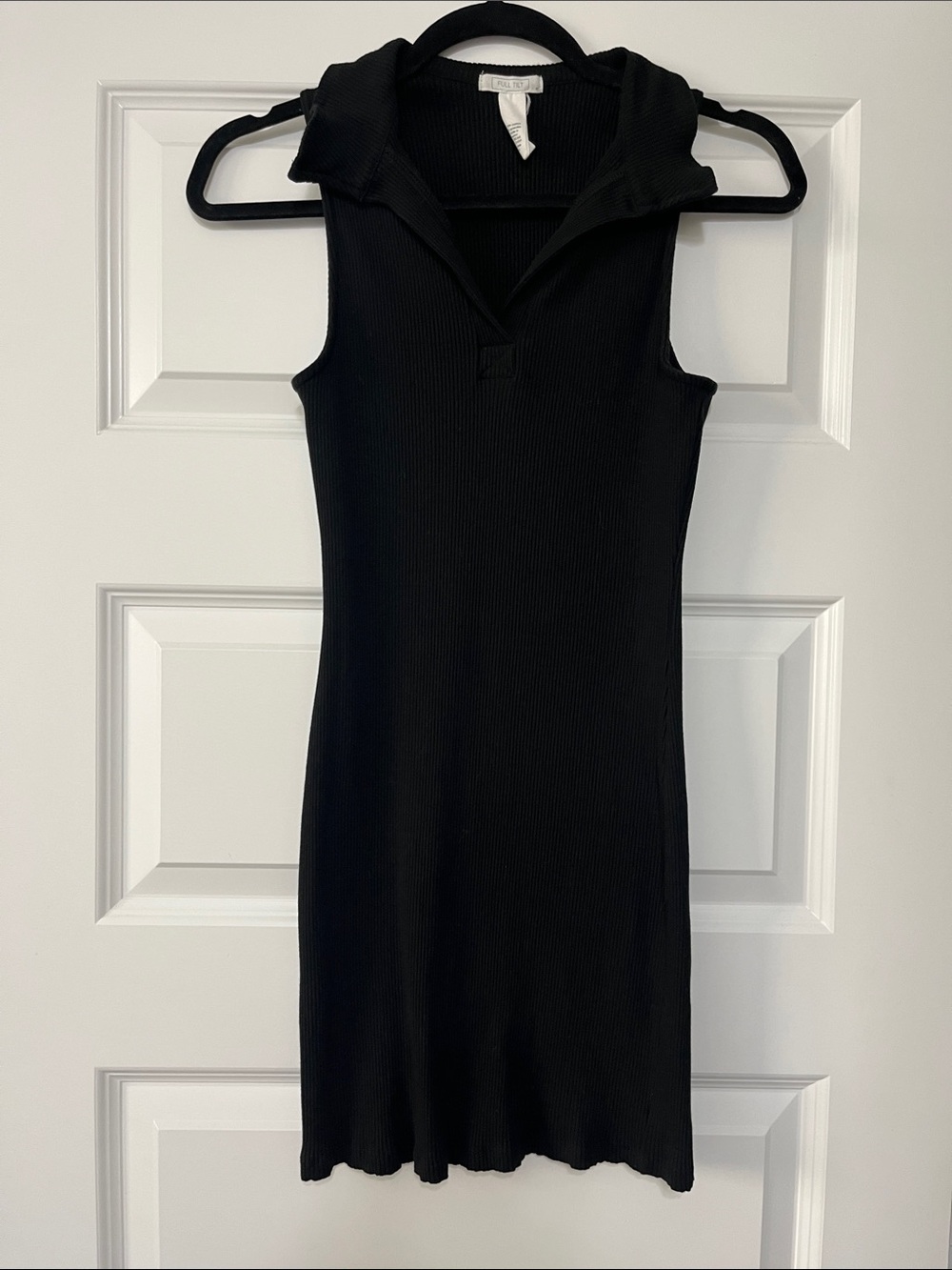 Full Tilt Black Sleeveless Ribbed Polo Dress
